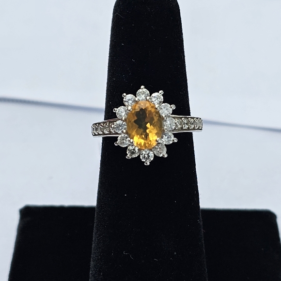Genuine Jalisco Fire Opal and White Zircon Ring in Sterling Silver Size 6 ๐ New - Picture 5 of 5